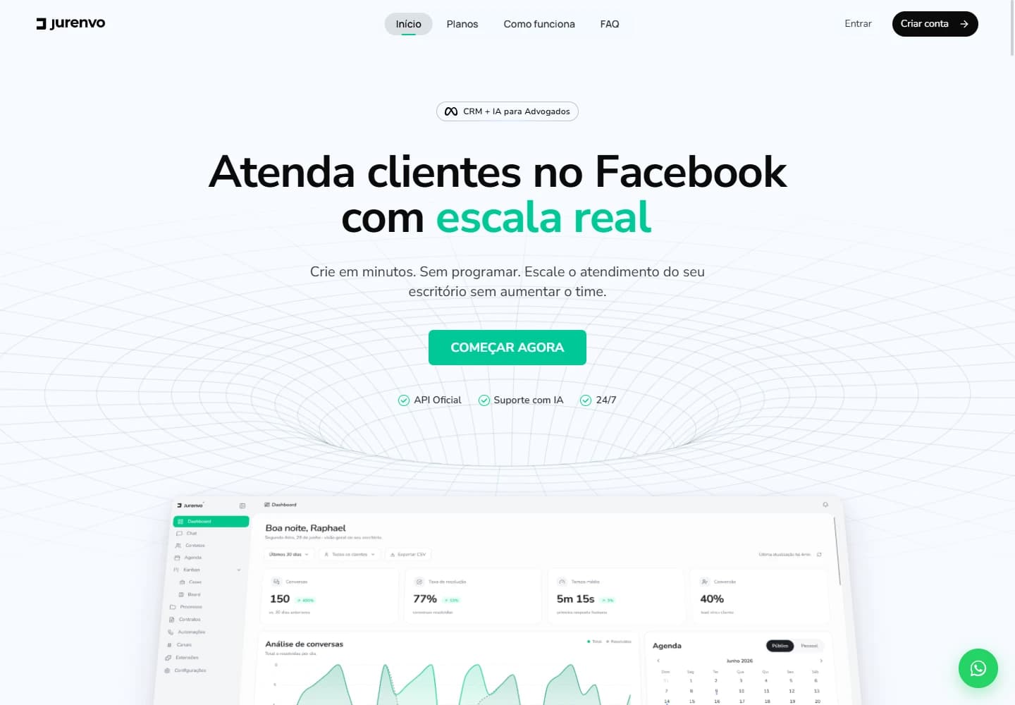 Abertura do site público Jurenvo, com o layout inteiro visível